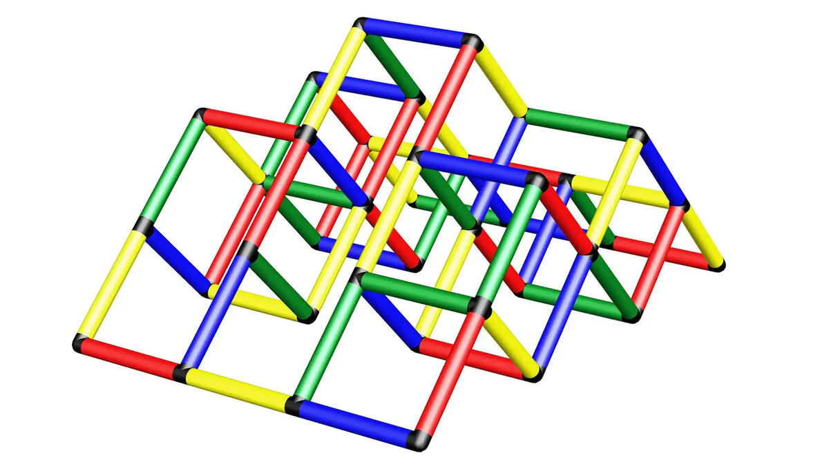 Three-dimensional view of an angular star-shaped QUADRO climbing frame