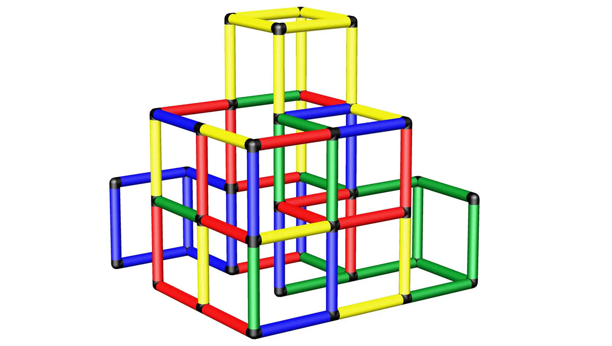 Three-dimensional view of a central QUADRO cube tower with side frames